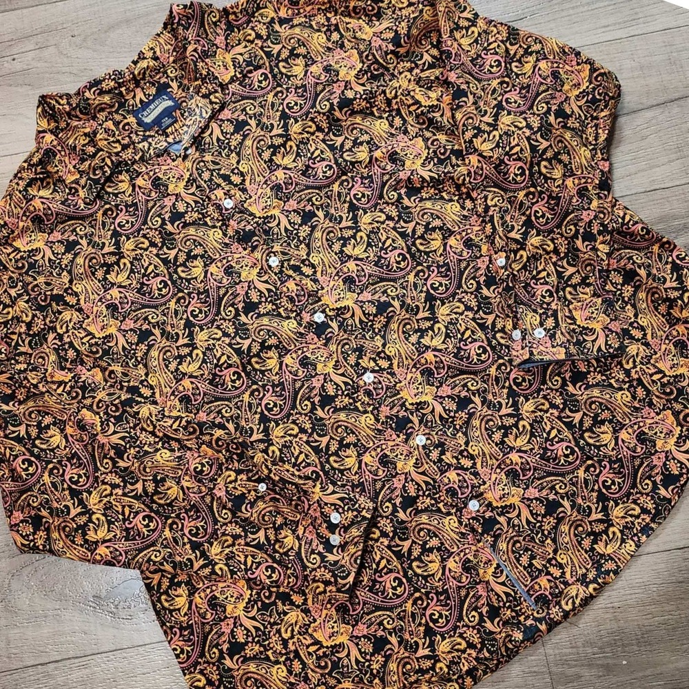 Cremieux Premium Denim Mens 3XB Paisley Button Down Shirt Long Sleeve Cotton Mix
